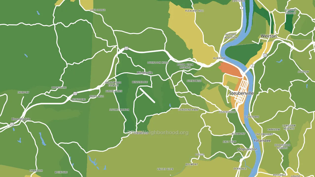 Jefferson County, OH block-group voter-turnout map