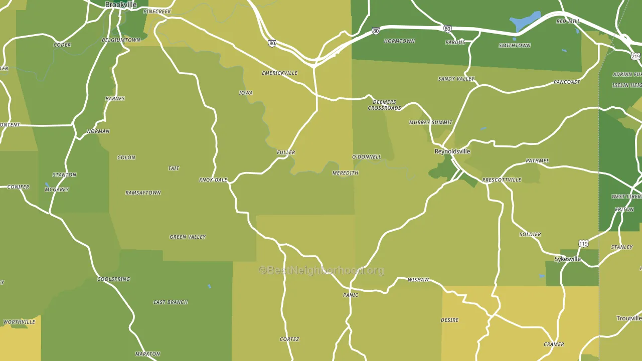 Jefferson County, PA block-group voter-turnout map