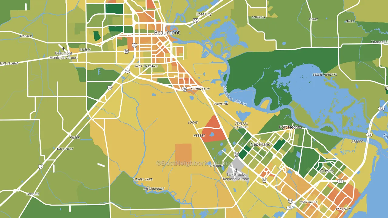 Jefferson County, TX block-group voter-turnout map