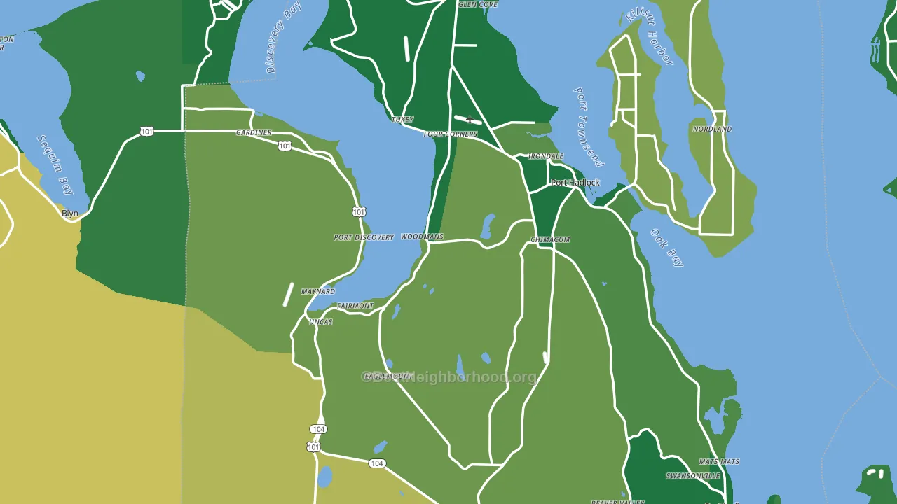 Jefferson County, WA block-group voter-turnout map