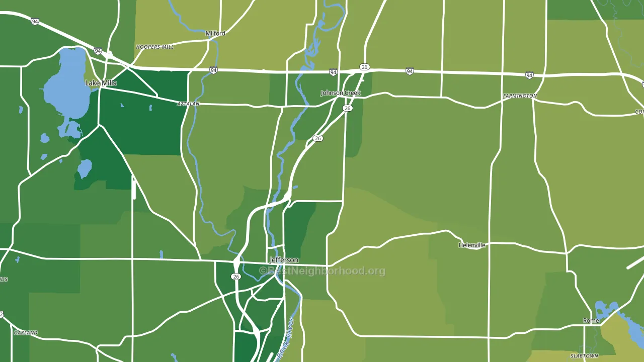 Jefferson County, WI block-group voter-turnout map