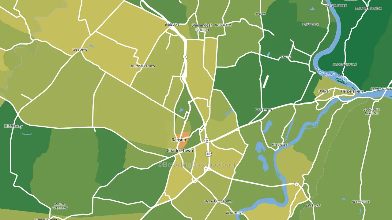 Jefferson County, WV block-group voter-turnout map