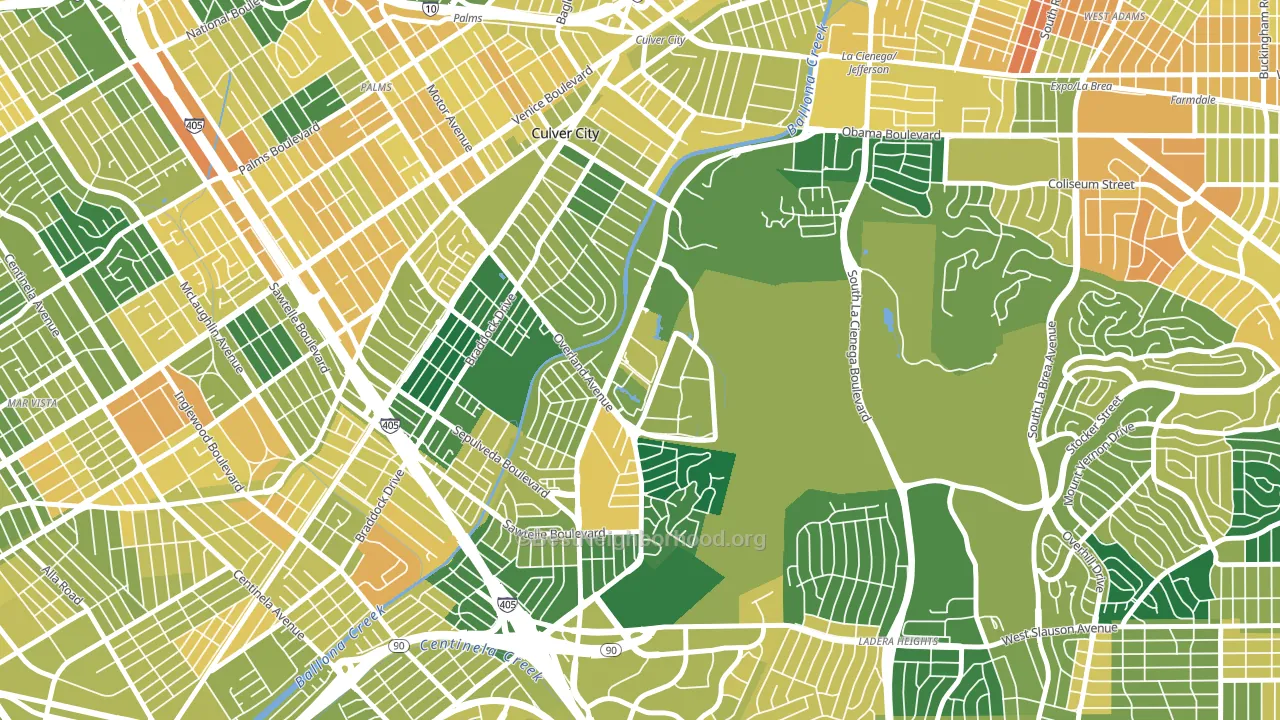 Jefferson, Culver City, CA block-group voter-turnout map