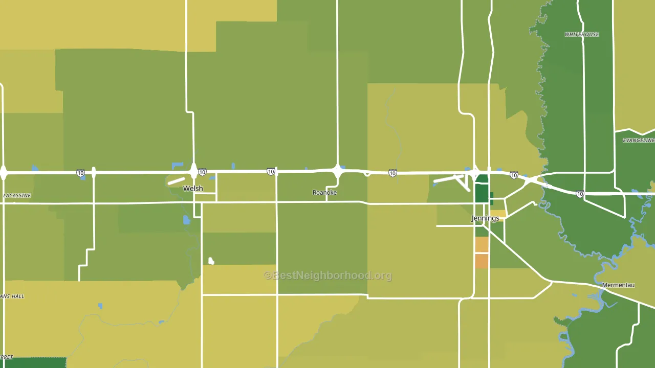 Jefferson Davis Parish, LA block-group voter-turnout map