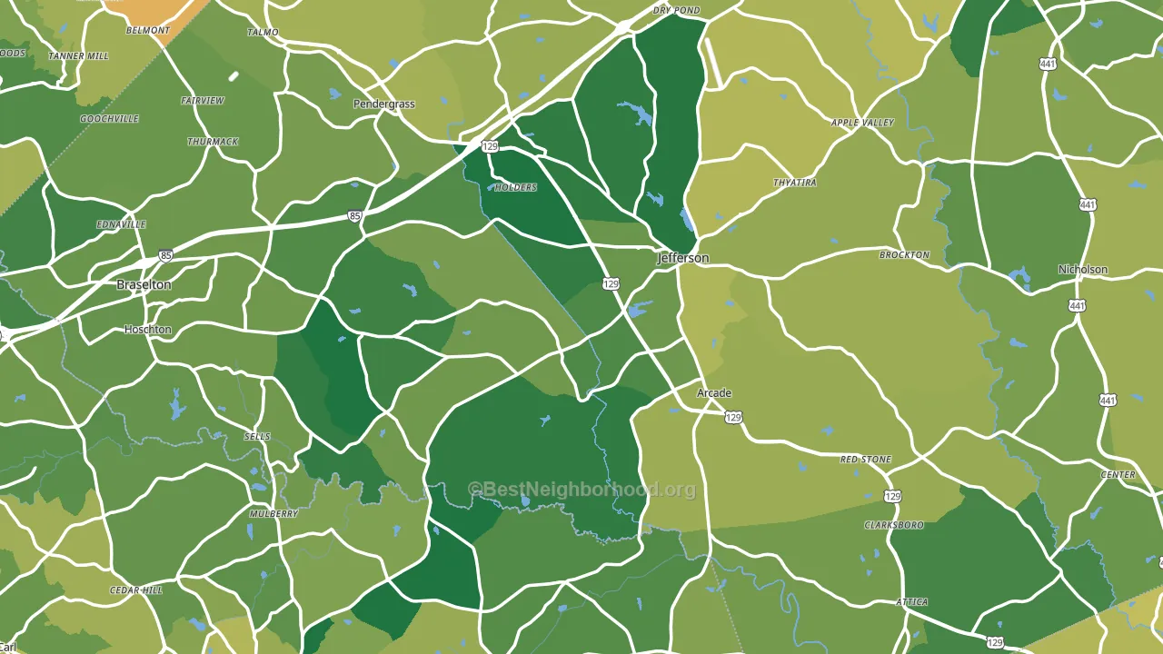 Jefferson, GA block-group voter-turnout map
