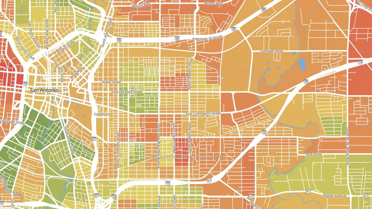 Jefferson Heights, San Antonio, TX block-group voter-turnout map