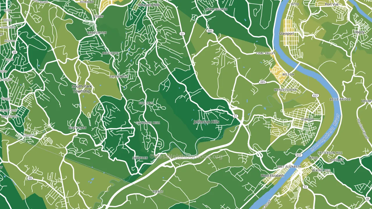 Jefferson Hills, PA block-group voter-turnout map