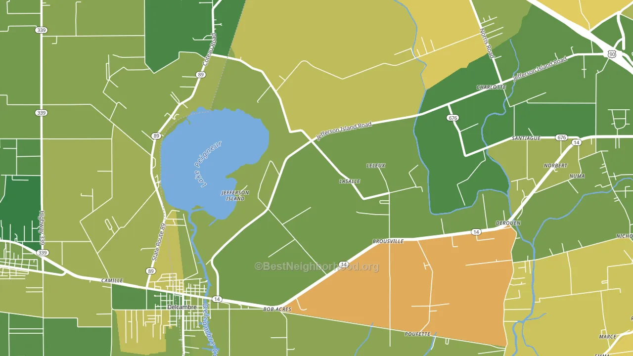 Jefferson Island, LA block-group voter-turnout map