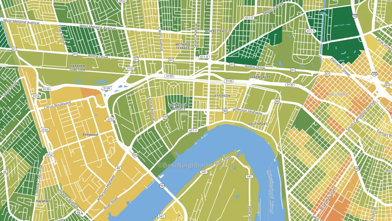 Jefferson, LA block-group voter-turnout map