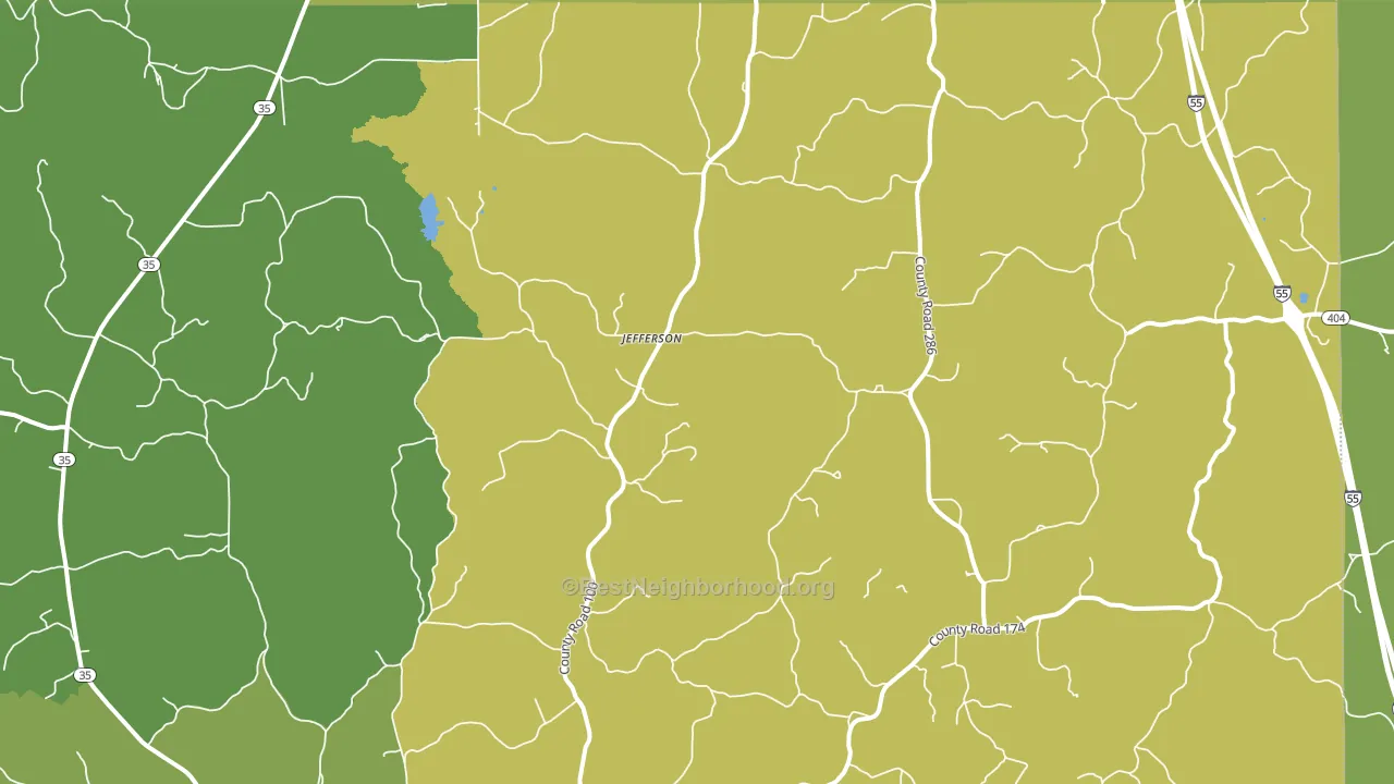 Jefferson, MS block-group voter-turnout map