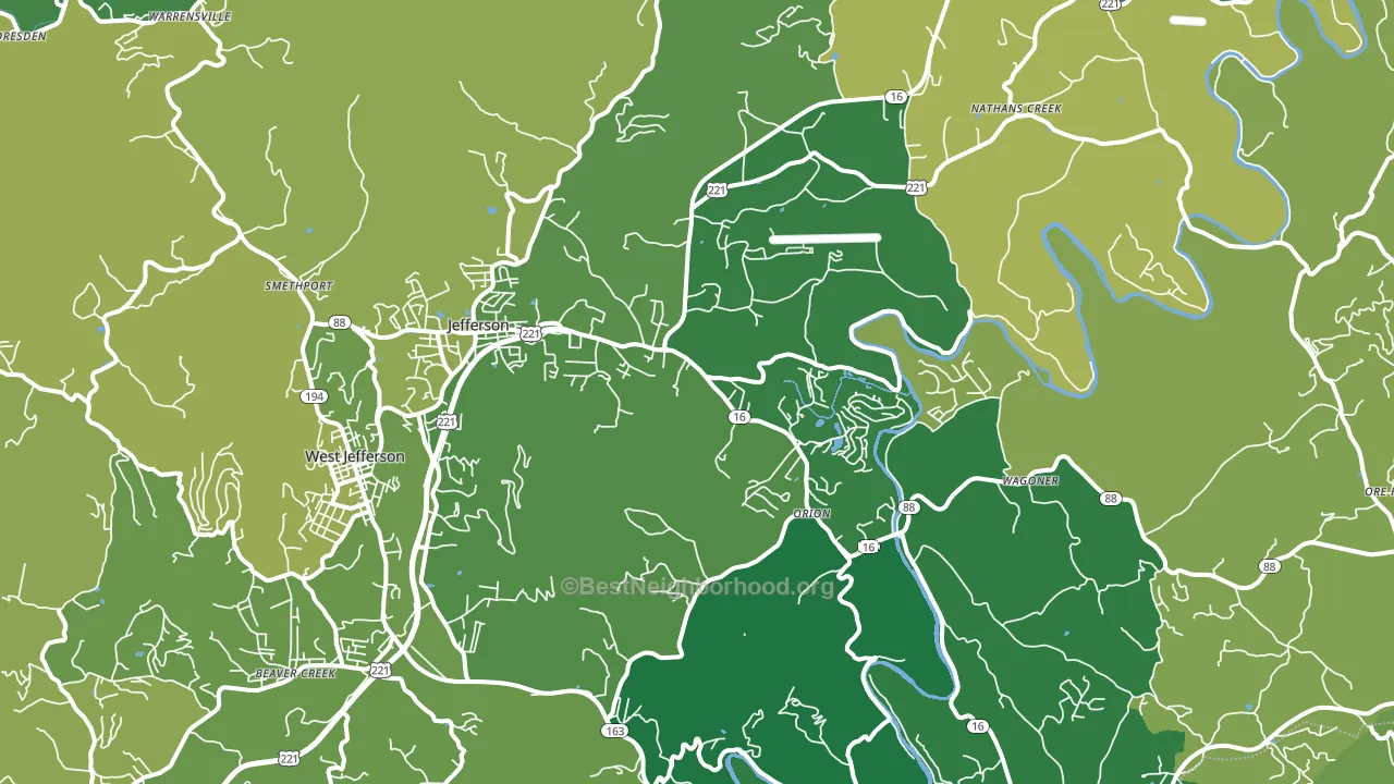 Jefferson, NC block-group voter-turnout map