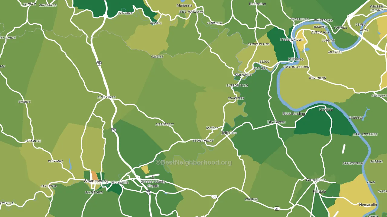 Jefferson, PA block-group voter-turnout map