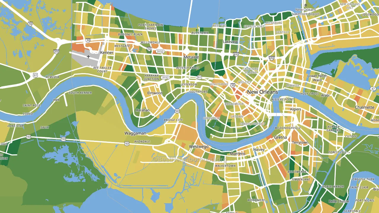Jefferson Parish, LA block-group voter-turnout map