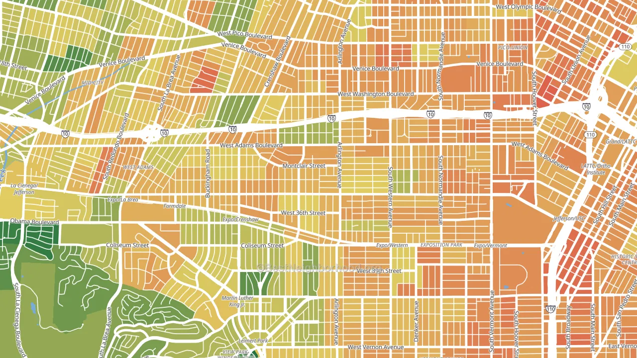 Jefferson Park, Los Angeles, CA block-group voter-turnout map