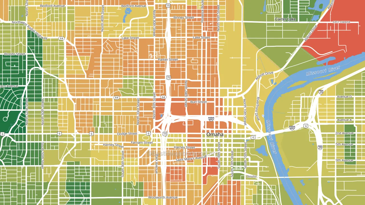 Jefferson Square, Omaha, NE block-group voter-turnout map