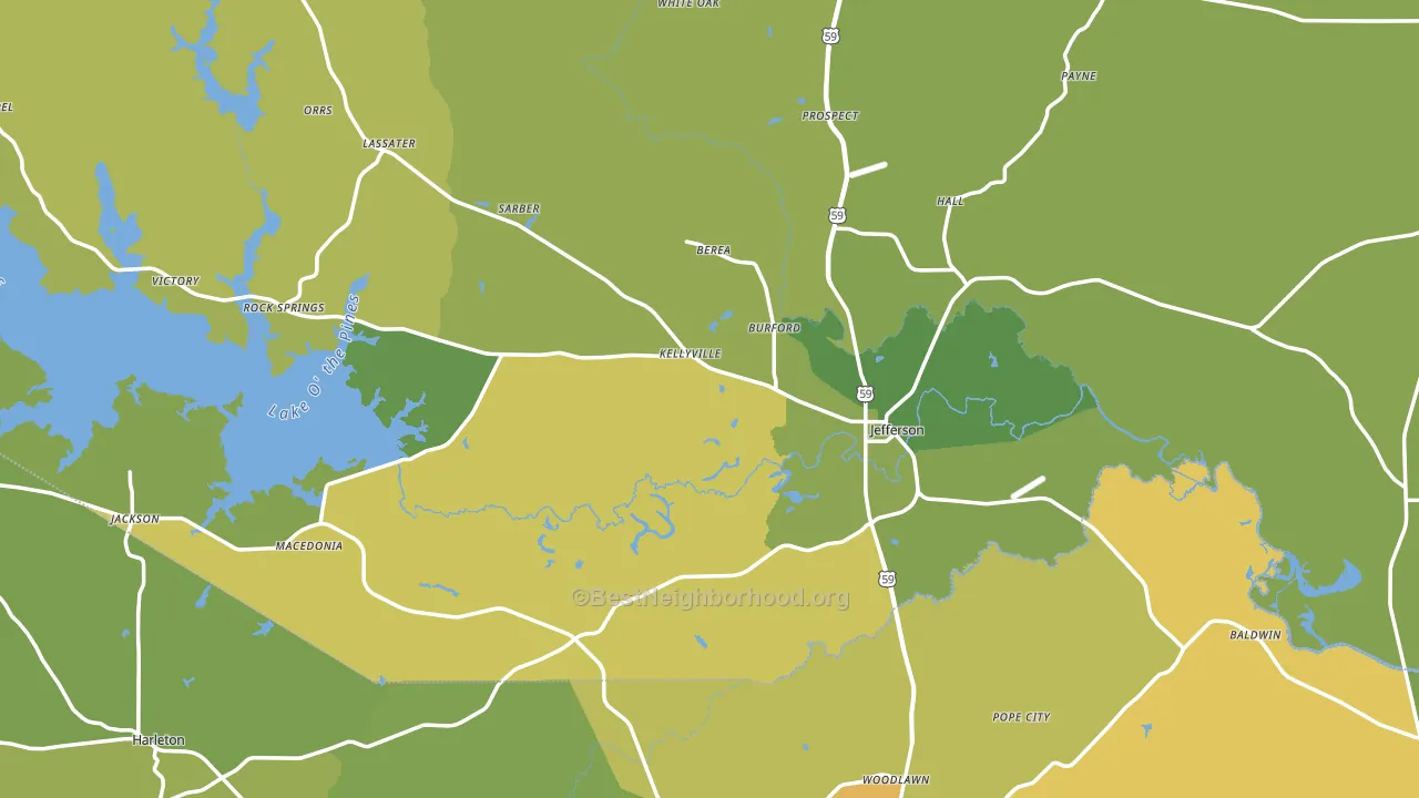 Jefferson, TX block-group voter-turnout map