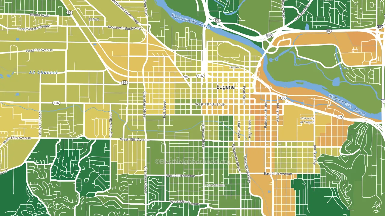Jefferson Westside, Eugene, OR block-group voter-turnout map