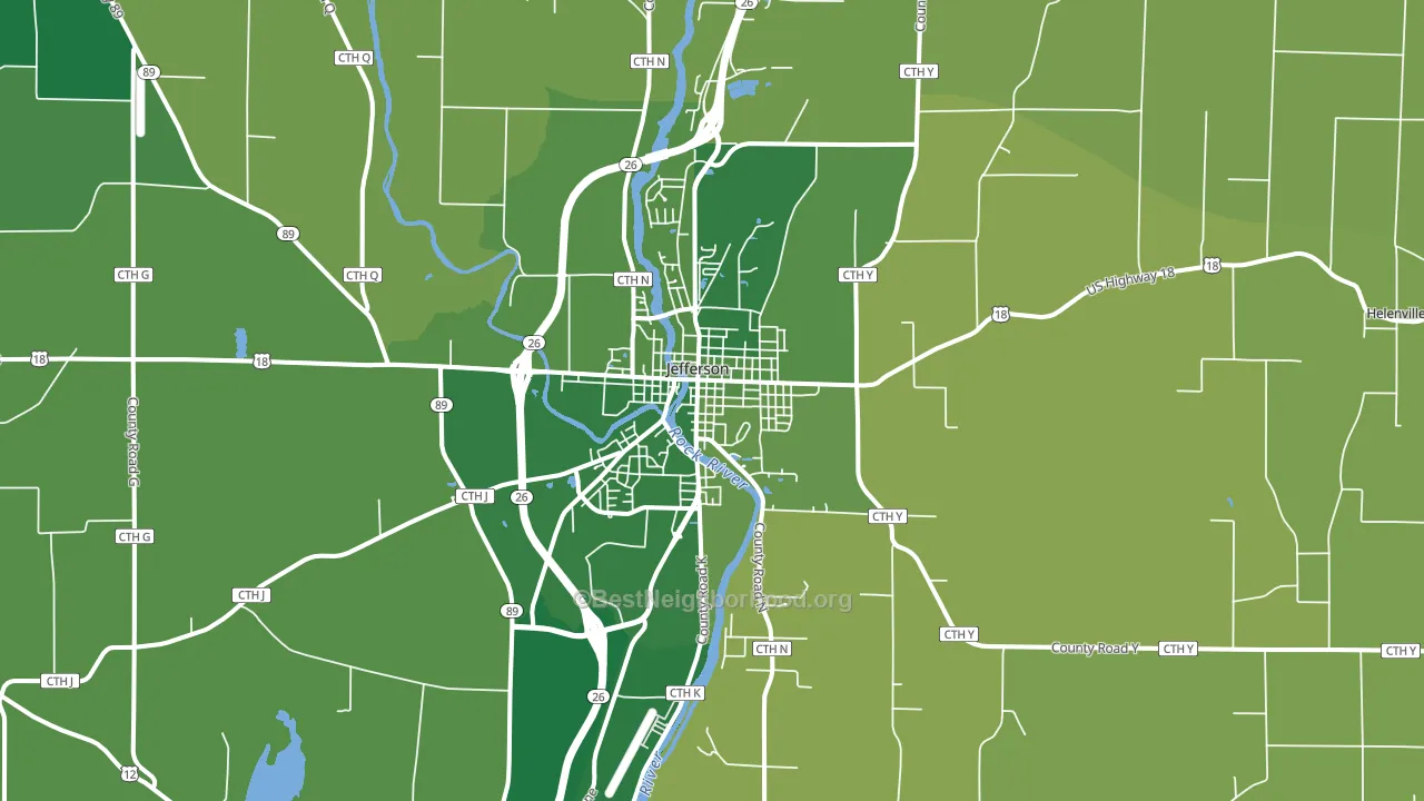 Jefferson, WI block-group voter-turnout map