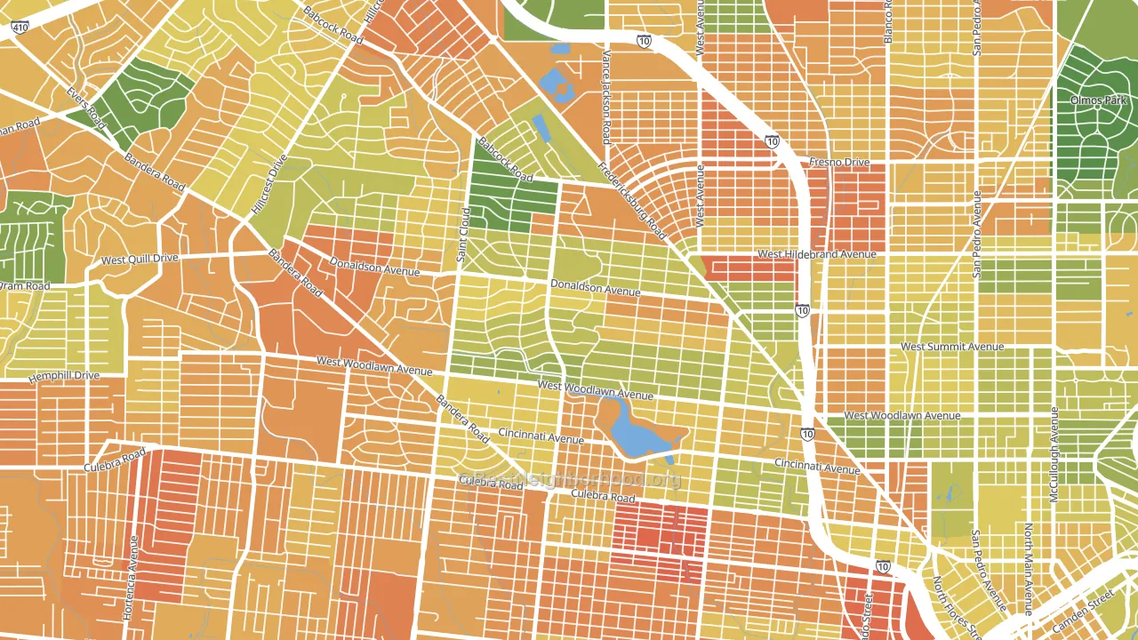 Jefferson-Woodlawn Lake, San Antonio, TX block-group voter-turnout map