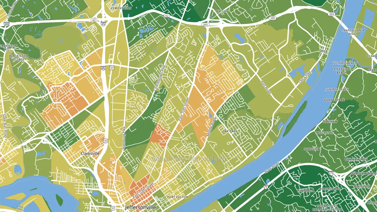 Jeffersonville, IN block-group voter-turnout map
