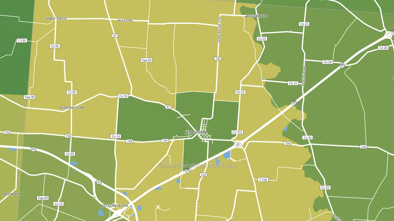 Jeffersonville, OH block-group voter-turnout map