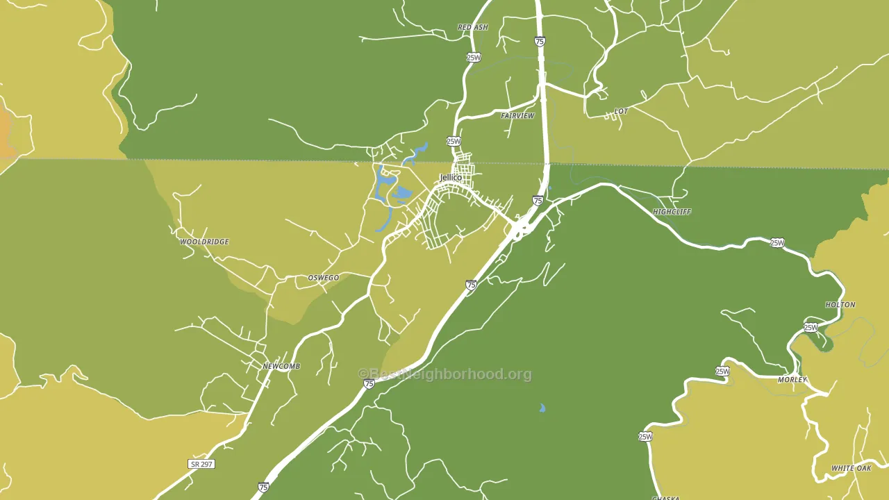 Jellico, TN block-group voter-turnout map