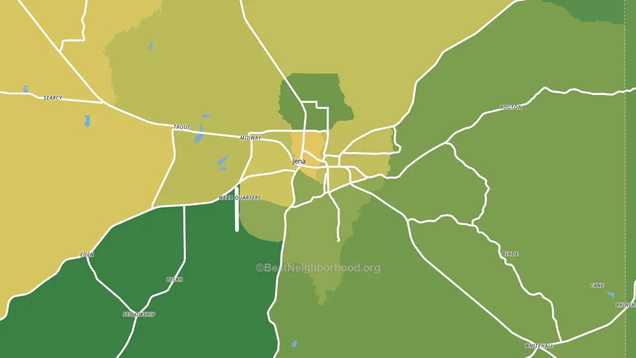 Jena, LA block-group voter-turnout map