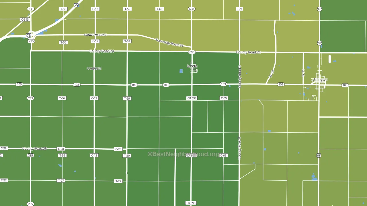 Jenera, OH block-group voter-turnout map