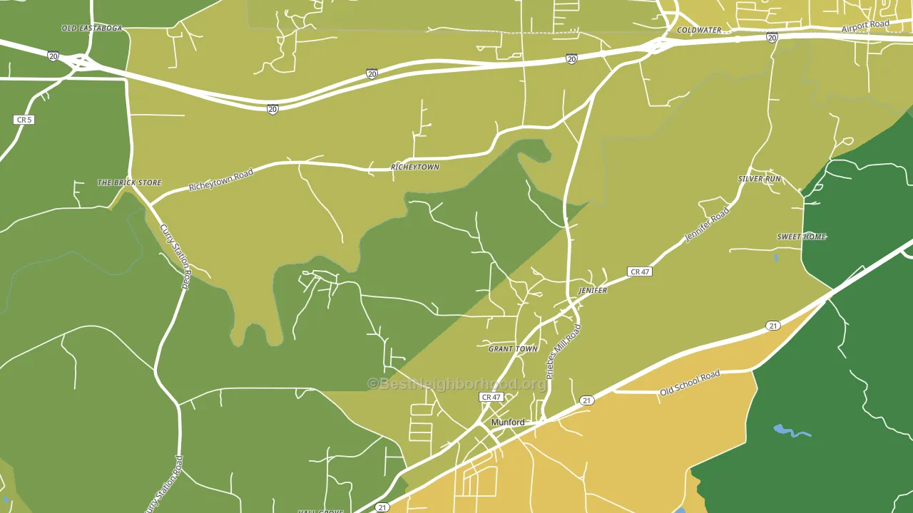 Jenifer, AL block-group voter-turnout map