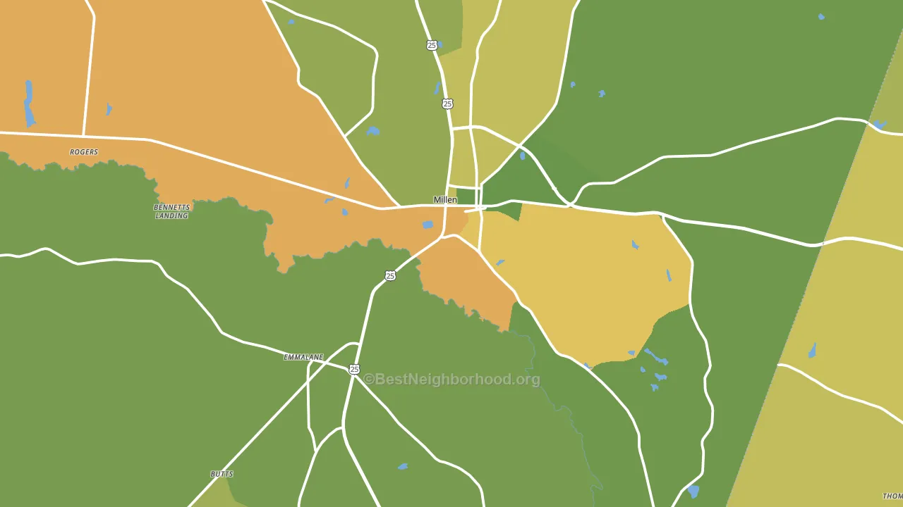 Jenkins County, GA block-group voter-turnout map
