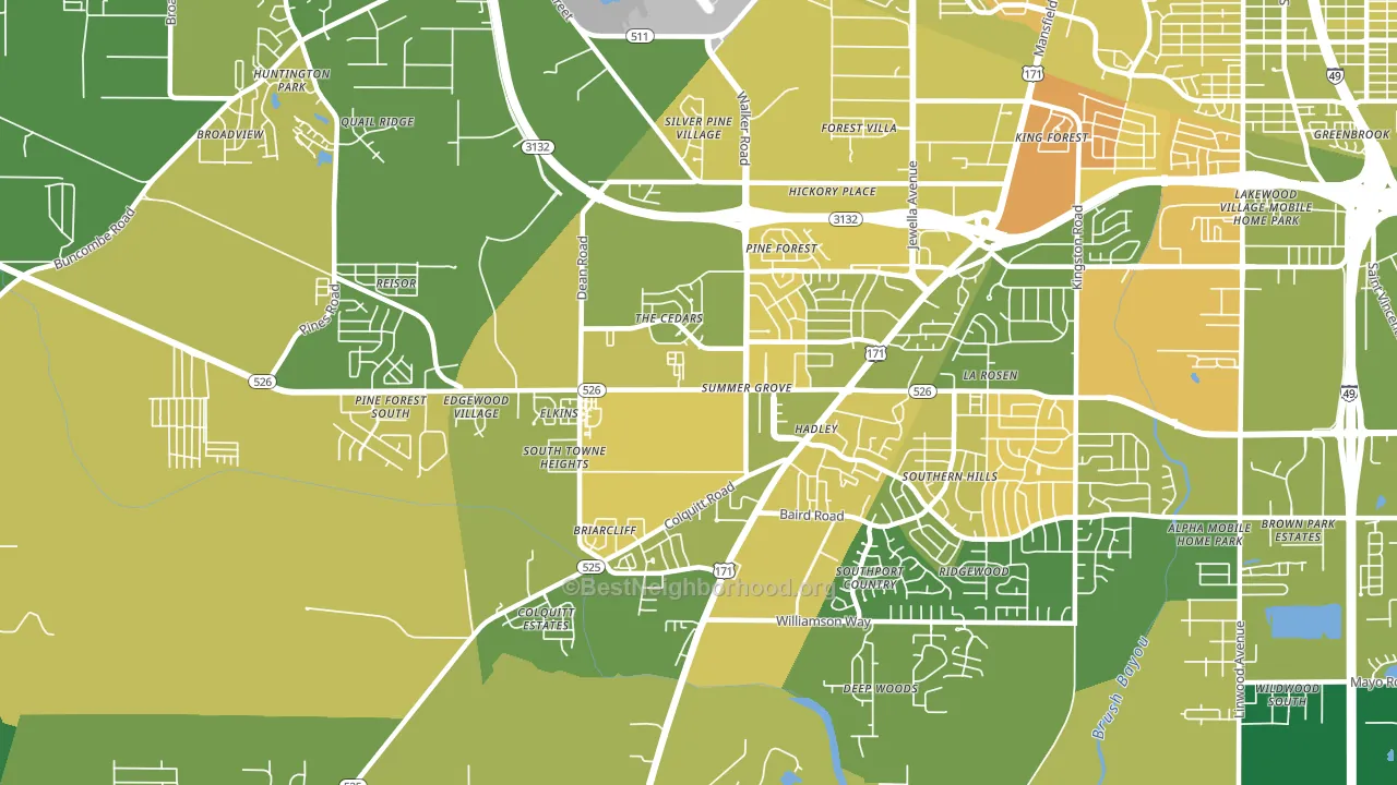 Jenkins-Pinecroft, Shreveport, LA block-group voter-turnout map