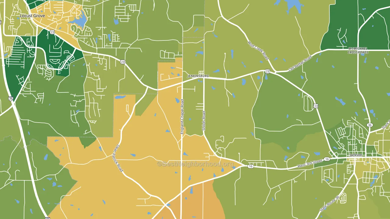 Jenkinsburg, GA block-group voter-turnout map