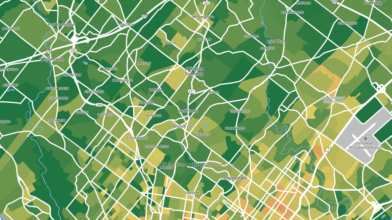 Jenkintown, PA block-group voter-turnout map