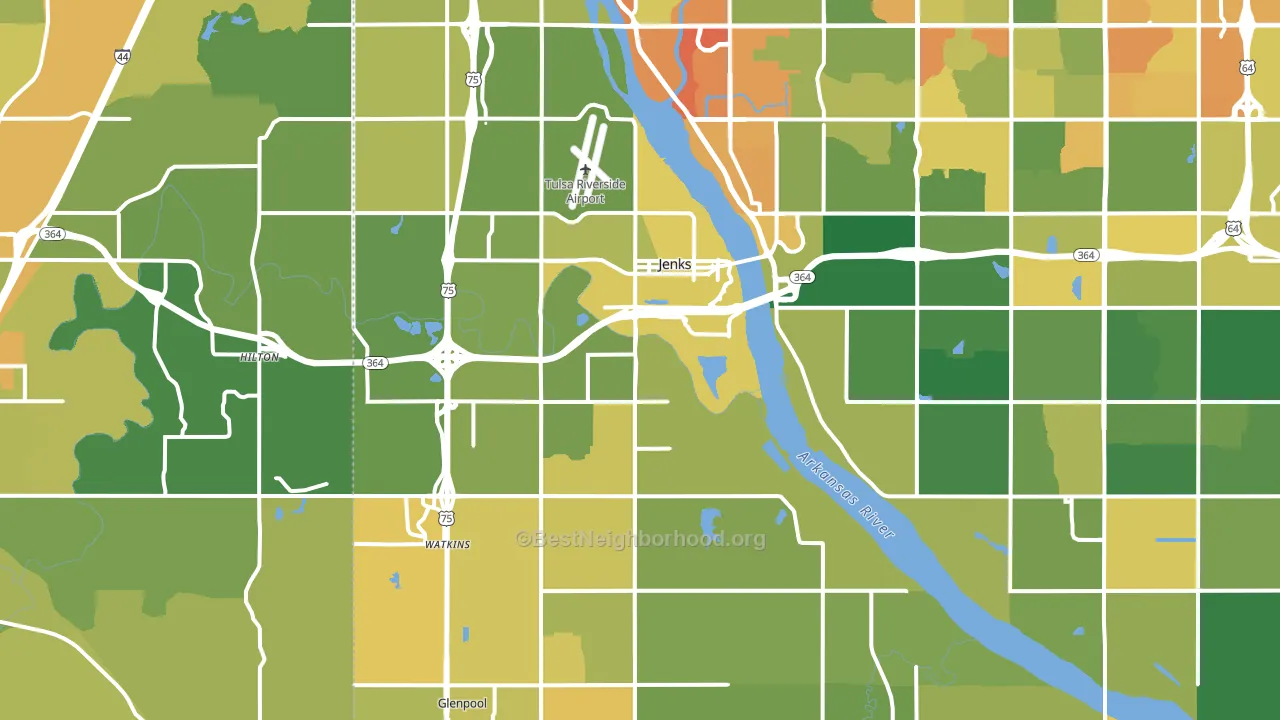 Jenks, OK block-group voter-turnout map