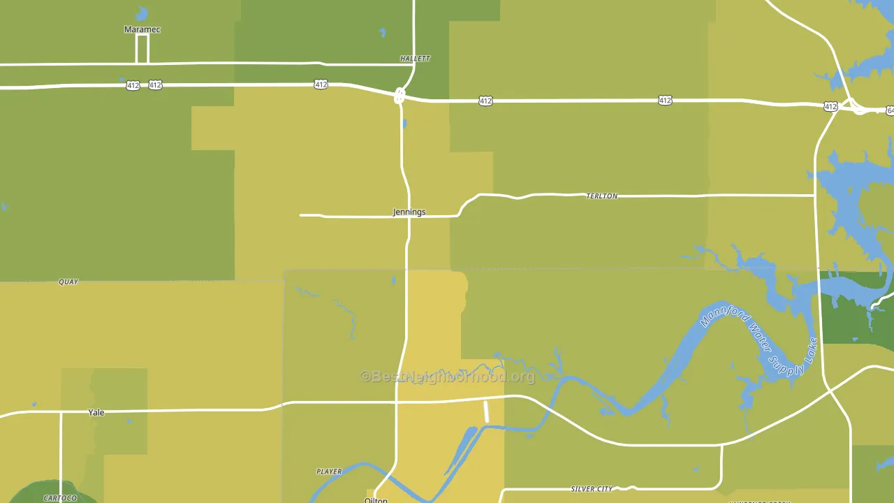 Jennings, OK block-group voter-turnout map