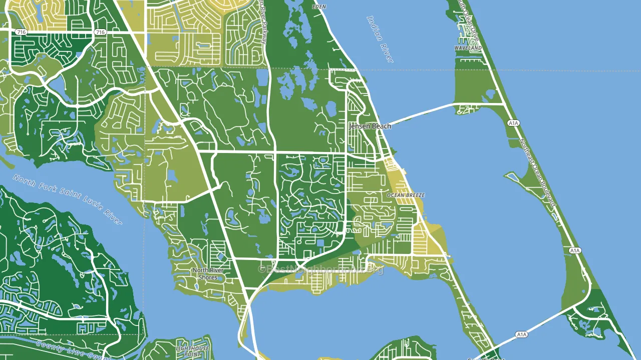 Jensen Beach, FL block-group voter-turnout map