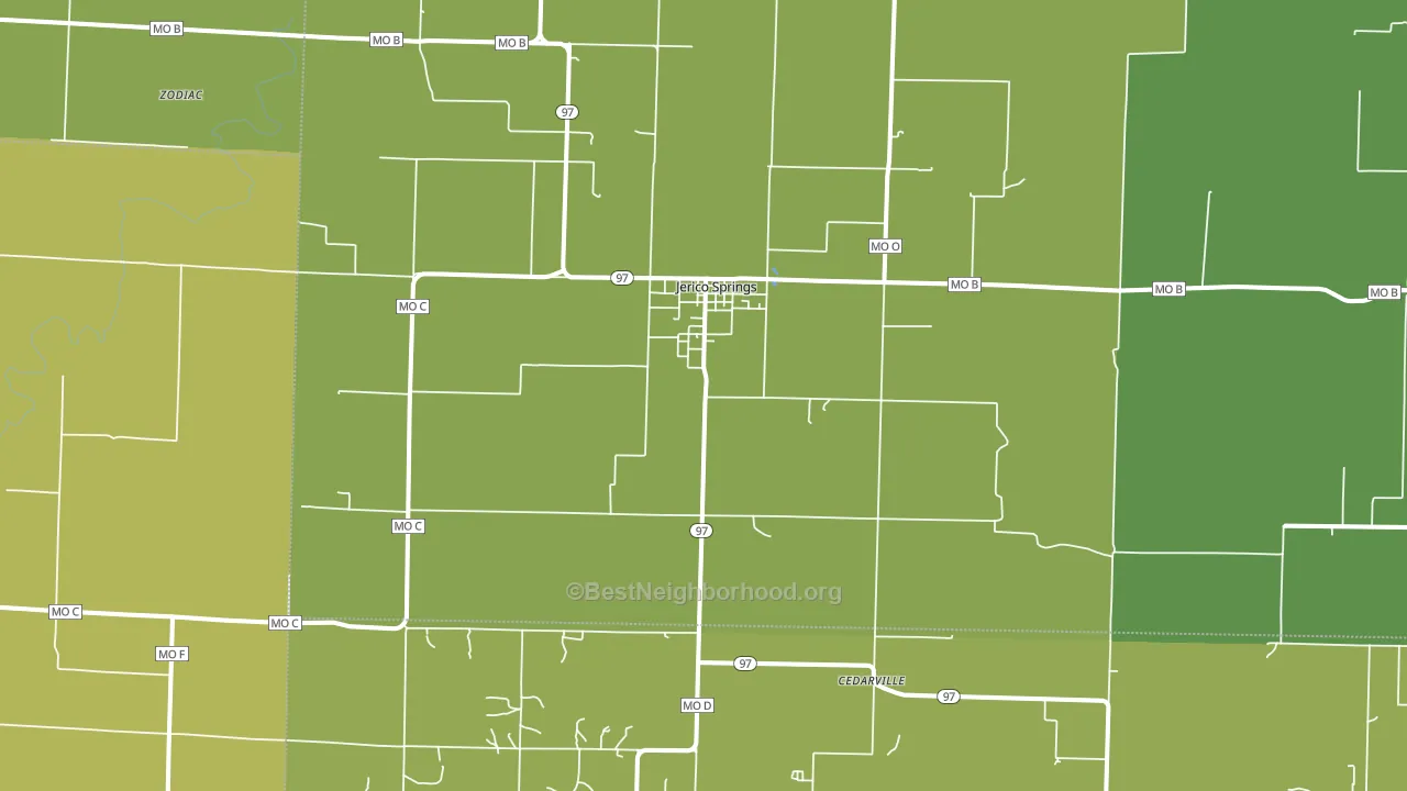 Jerico Springs, MO block-group voter-turnout map