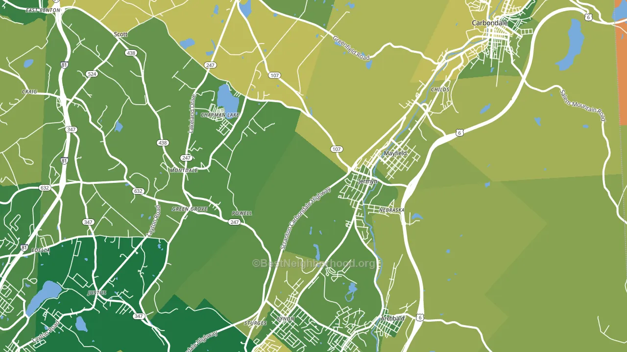 Jermyn, PA block-group voter-turnout map
