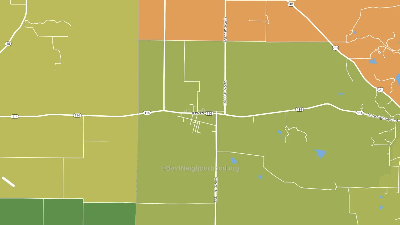 Jermyn, TX block-group voter-turnout map