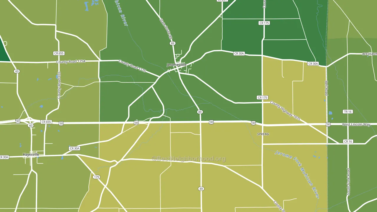 Jeromesville, OH block-group voter-turnout map
