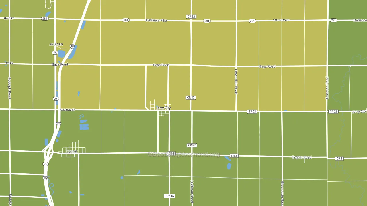 Jerry City, OH block-group voter-turnout map