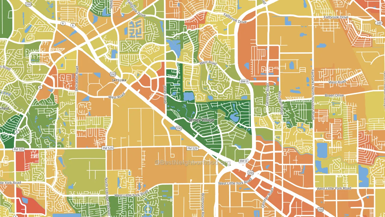 Jersey Village, TX block-group voter-turnout map