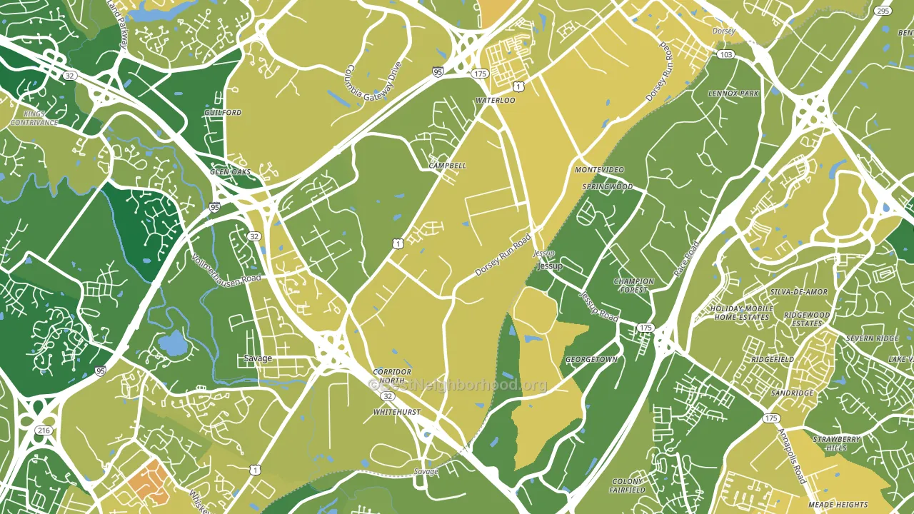 Jessup, MD block-group voter-turnout map