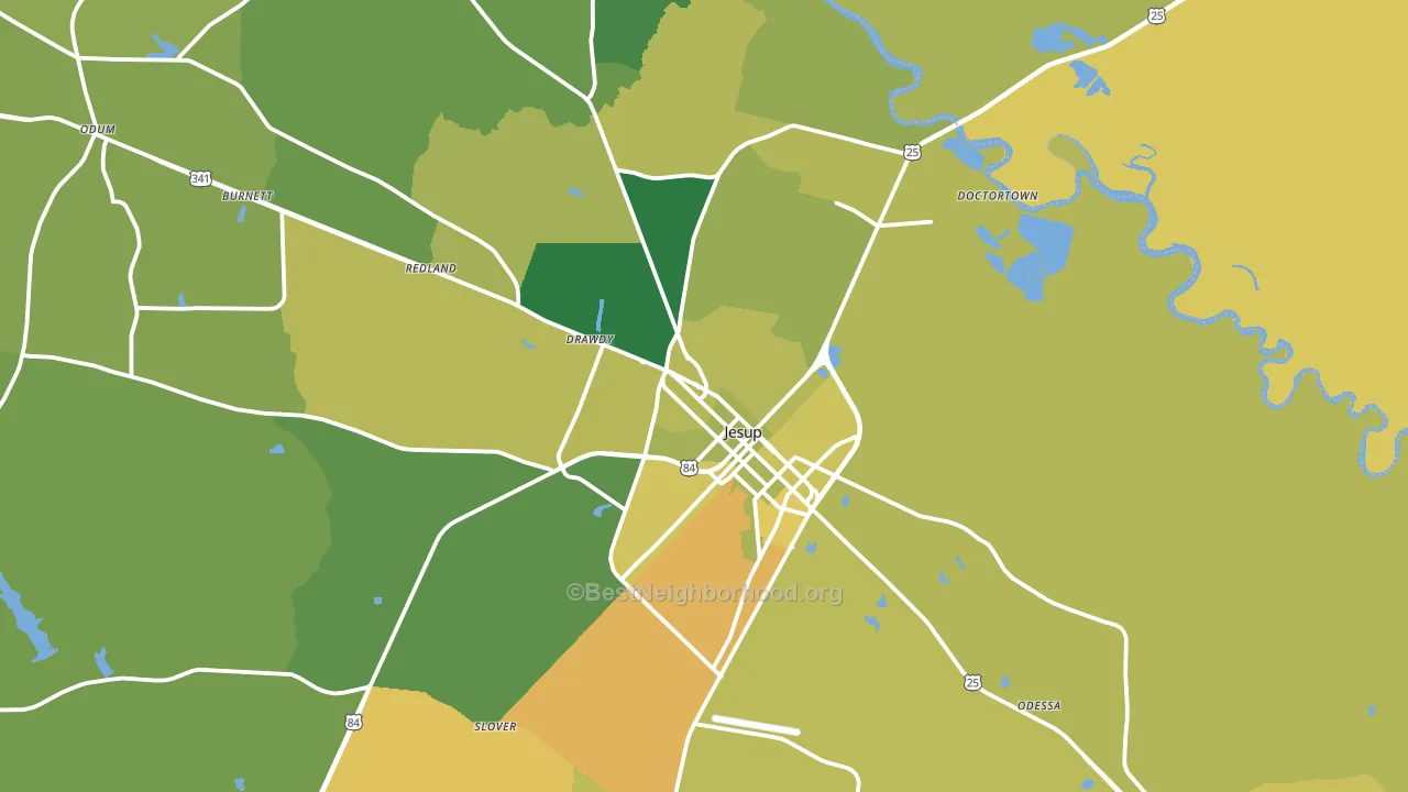 Jesup, GA block-group voter-turnout map