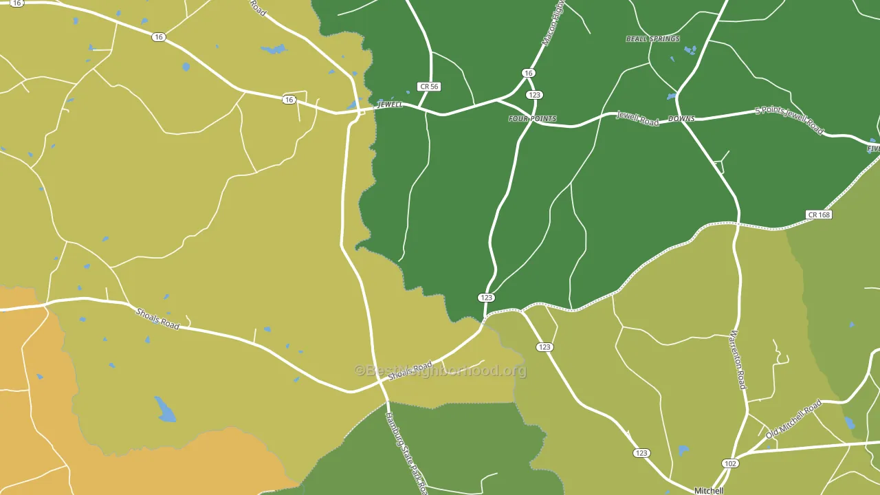 Jewell, GA block-group voter-turnout map
