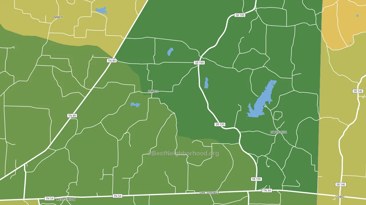 Jewell, TN block-group voter-turnout map