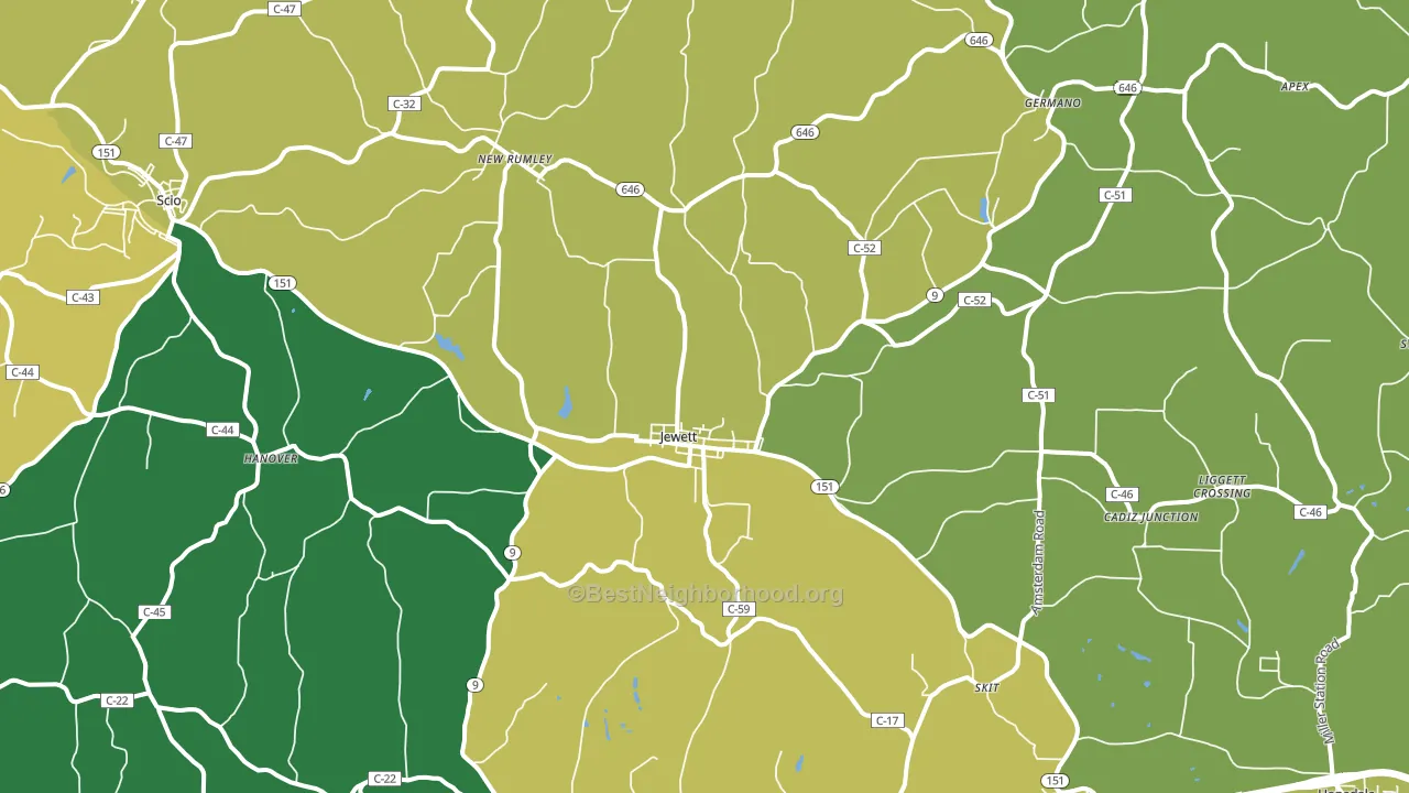 Jewett, OH block-group voter-turnout map