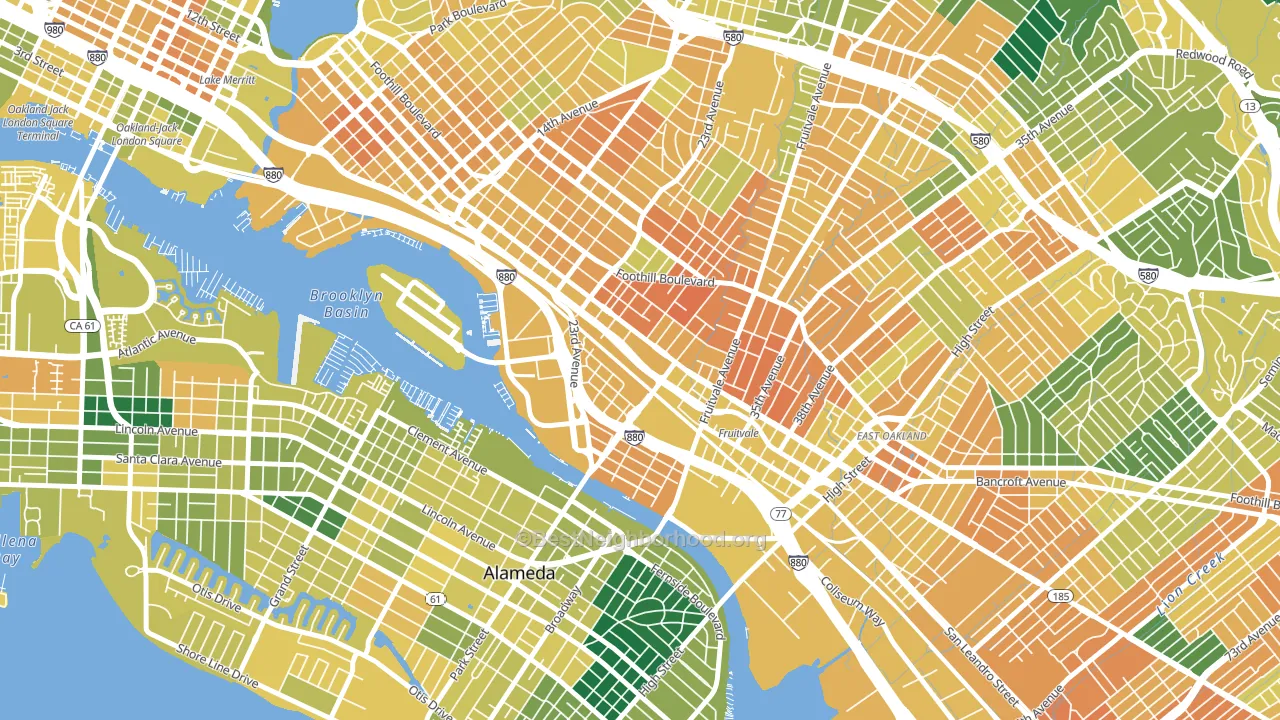 Jingletown, Oakland, CA block-group voter-turnout map