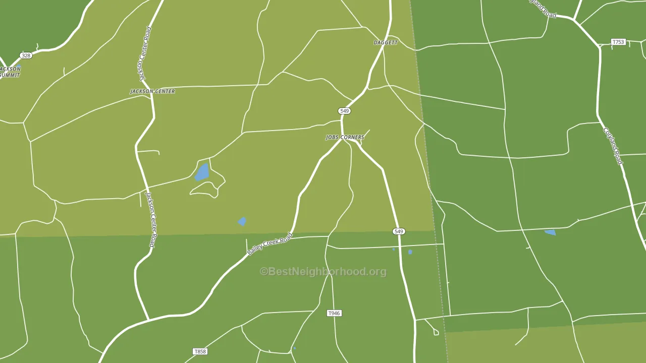 Jobs Corners, PA block-group voter-turnout map