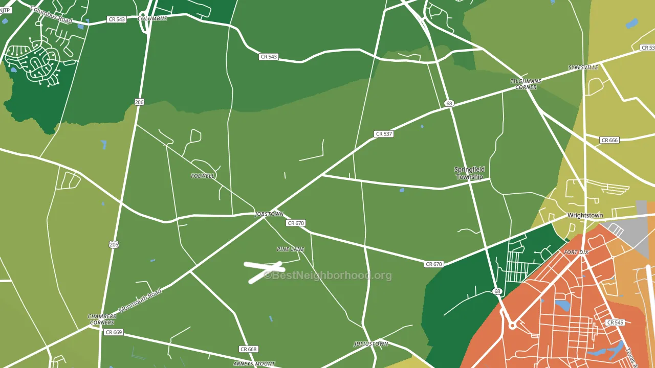 Jobstown, NJ block-group voter-turnout map